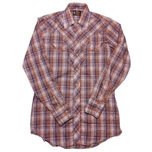 Vintage Kenny Rogers Collection Karman Western Pearl Snap Shirt Red Plaid 14.5 S